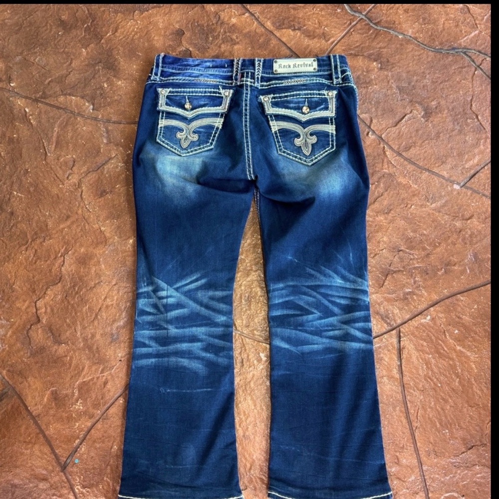 Rock Revival Women's Dark Blue Embroidered Back Pocket Jeans